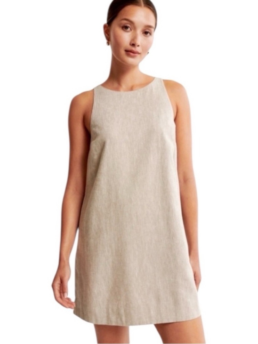 Abercrombie & Fitch Linen Blend Shift Dress in Beige - XXSP